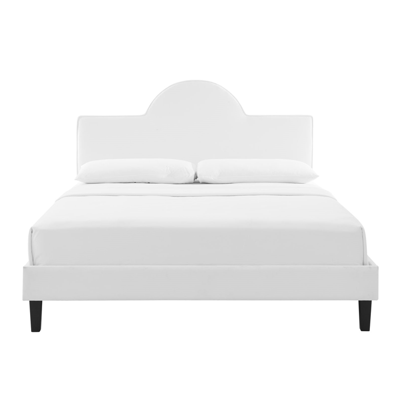 Modway Soleil Modern Style Performance Velvet King Bed in White