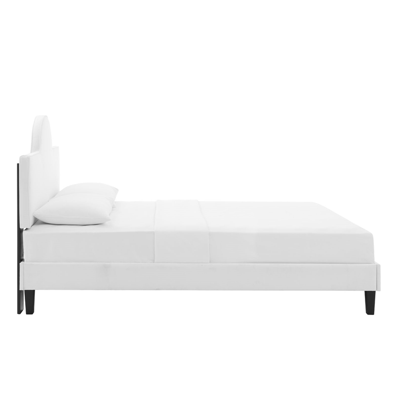 Modway Soleil Modern Style Performance Velvet King Bed in White