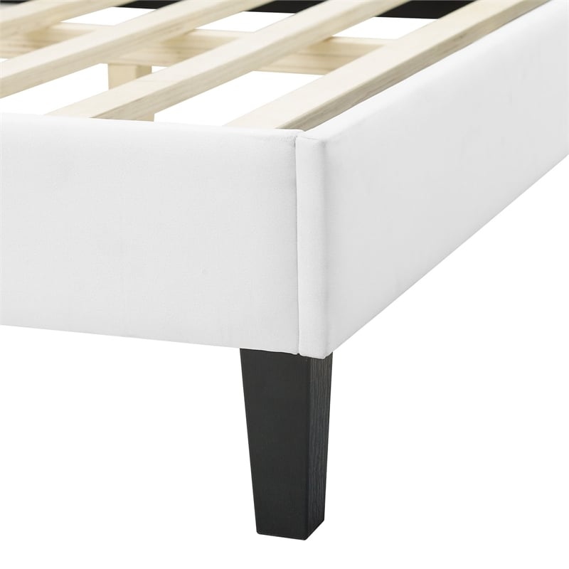 Modway Soleil Modern Style Performance Velvet King Bed in White