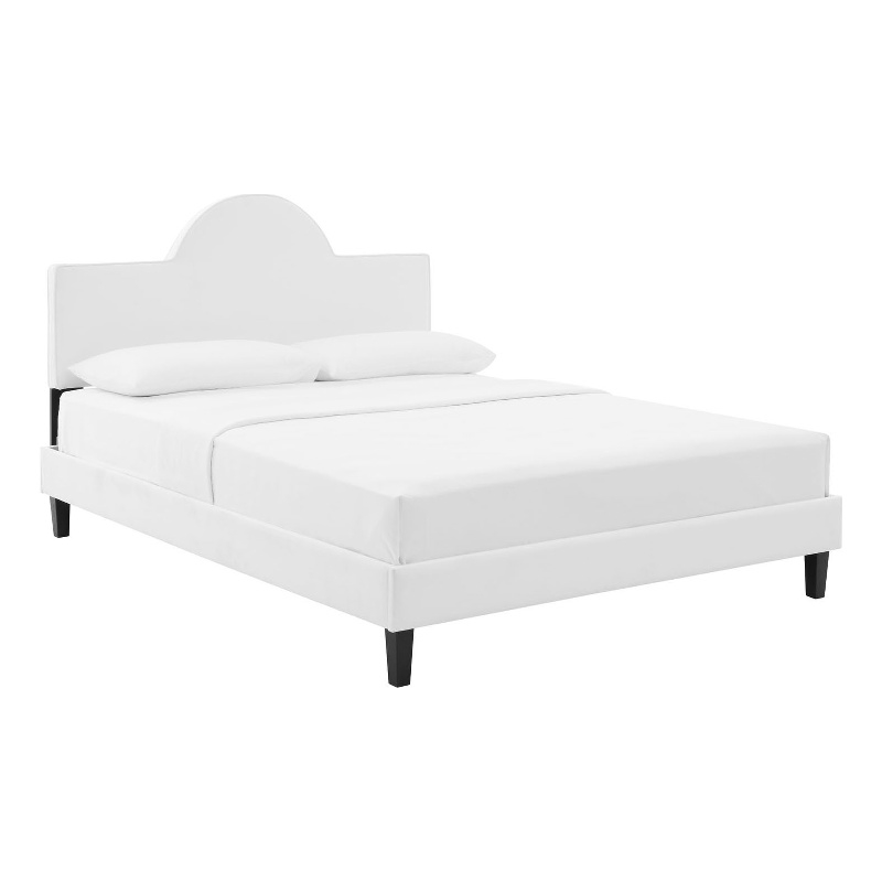 Modway Soleil Modern Style Performance Velvet King Bed in White