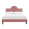 Modway Soleil Modern Style Performance Velvet King Bed in Dusty Rose Pink