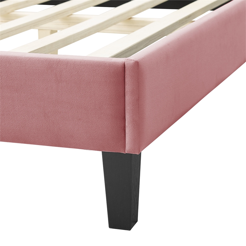 Modway Soleil Modern Style Performance Velvet King Bed in Dusty Rose Pink