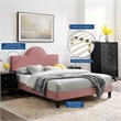 Modway Soleil Modern Style Performance Velvet King Bed in Dusty Rose Pink