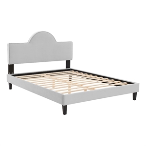 Modway Soleil Modern Style Performance Velvet King Bed in Light Gray
