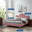 Modway Sunny Modern Style Performance Velvet King Bed in Dusty Rose Pink