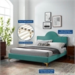 Modway Sunny Modern Style Performance Velvet King Bed in Teal Blue