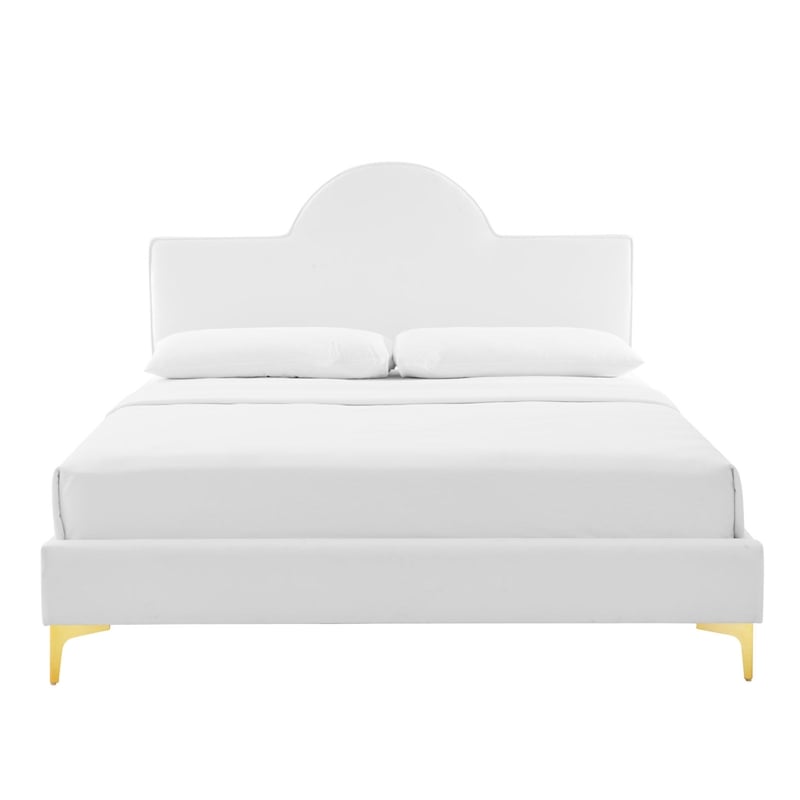 Modway Sunny Modern Style Performance Velvet King Bed in White