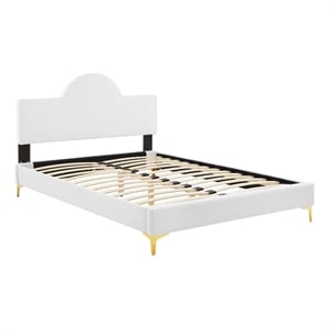 Modway Sunny Modern Style Performance Velvet King Bed in White