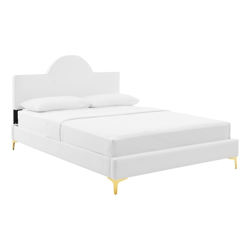 Modway Sunny Modern Style Performance Velvet King Bed in White