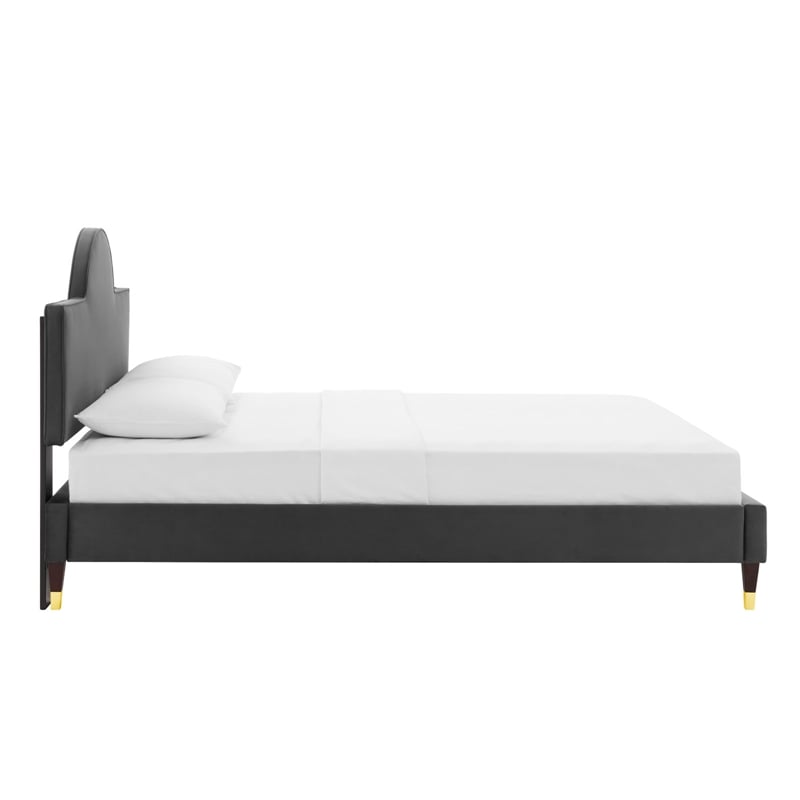 Modway Aurora Modern Style Performance Velvet King Bed in Charcoal