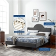 Modway Aurora Modern Style Performance Velvet King Bed in Charcoal