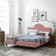 Modway Aurora Modern Style Performance Velvet King Bed in Dusty Rose Pink