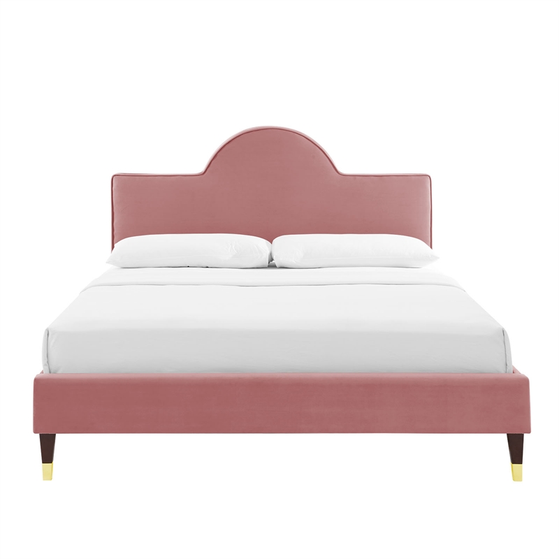 Modway Aurora Modern Style Performance Velvet King Bed in Dusty Rose Pink