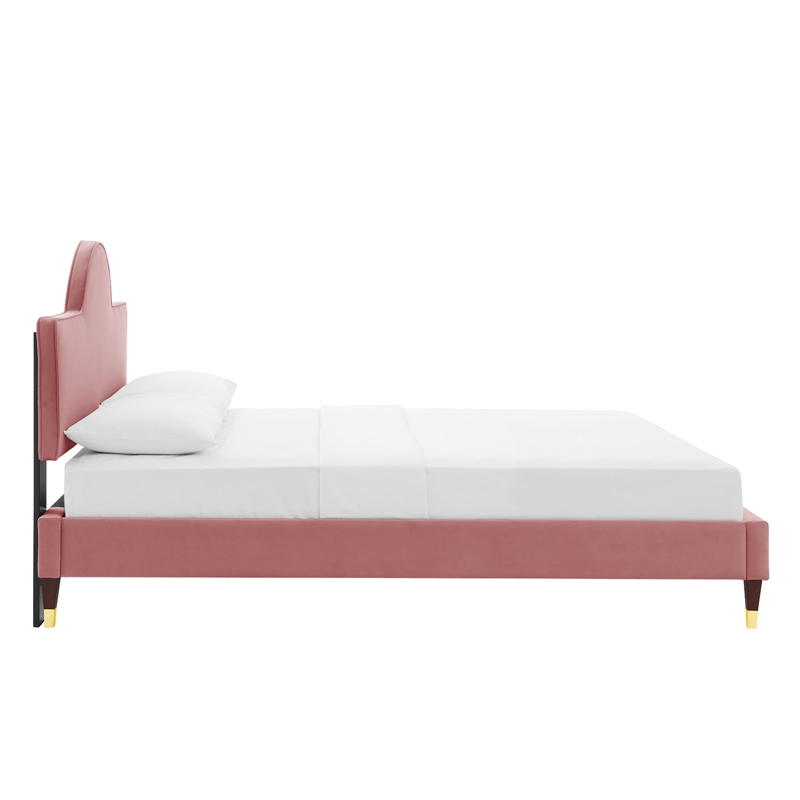 Modway Aurora Modern Style Performance Velvet King Bed in Dusty Rose Pink