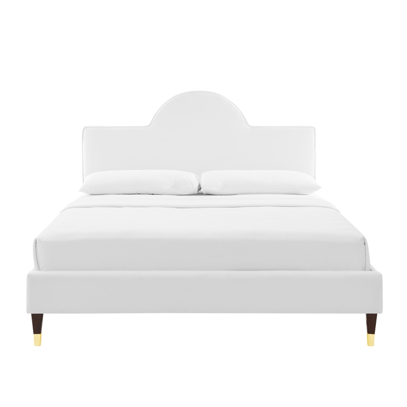 Modway Aurora Modern Style Performance Velvet King Bed in White