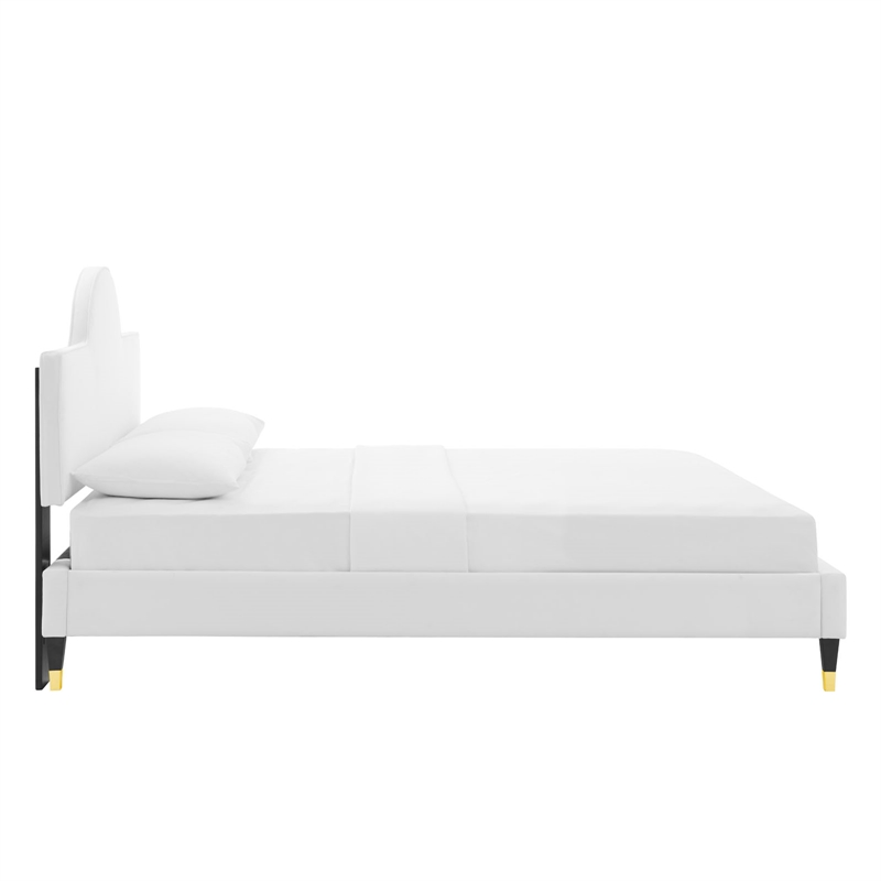 Modway Aurora Modern Style Performance Velvet King Bed in White