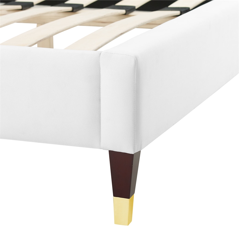 Modway Aurora Modern Style Performance Velvet King Bed in White