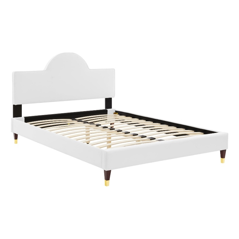 Modway Aurora Modern Style Performance Velvet King Bed in White