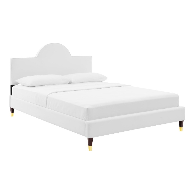 Modway Aurora Modern Style Performance Velvet King Bed in White