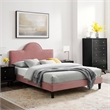 Modway Soleil Modern Style Performance Velvet Twin Bed in Dusty Rose Pink