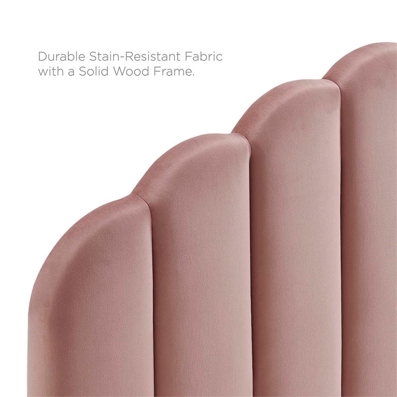 Modway Daisy Modern Performance Velvet Twin Platform Bed in Dusty Rose Pink