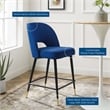 Modway Rouse Performance Velvet Counter Stool in Navy With Black Legs