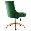 Modway Regent Modern Velvet Swivel Office Chair in Gold & Emerald Green