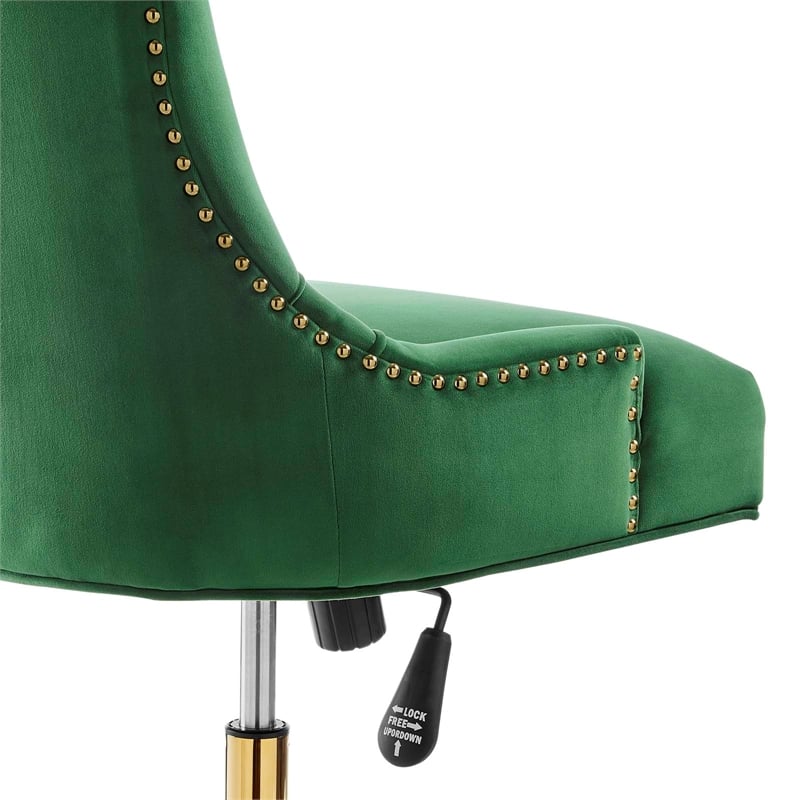 Modway Regent Modern Velvet Swivel Office Chair in Gold & Emerald Green