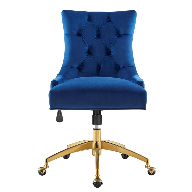 Modway Regent Modern Velvet Swivel Office Chair in Gold & Navy