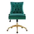 Modway Regent Modern Velvet Swivel Office Chair in Gold & Teal Green