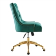 Modway Regent Modern Velvet Swivel Office Chair in Gold & Teal Green