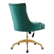 Modway Regent Modern Velvet Swivel Office Chair in Gold & Teal Green
