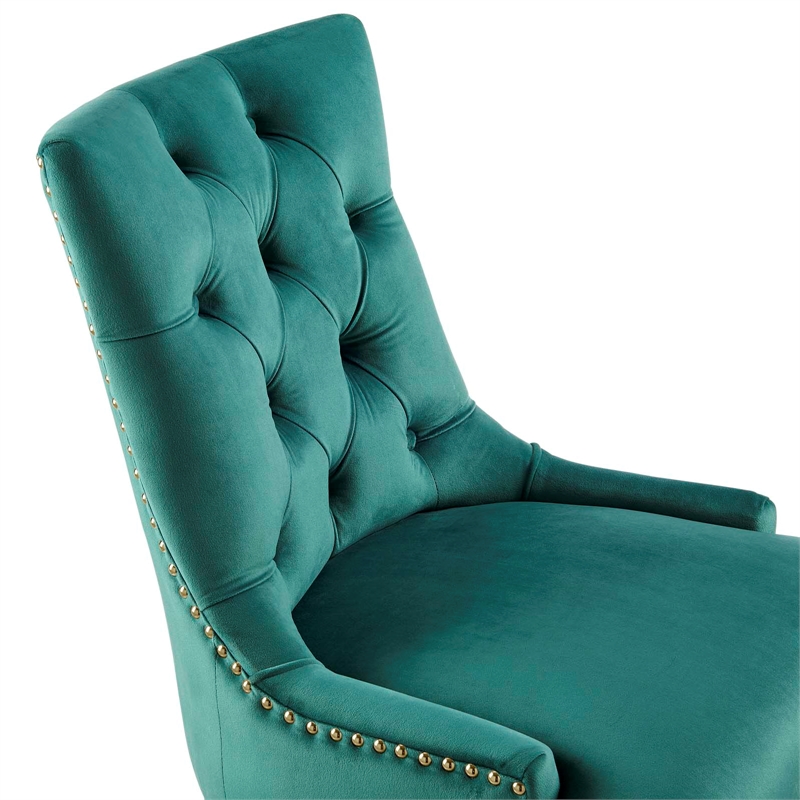 Modway Regent Modern Velvet Swivel Office Chair in Gold & Teal Green