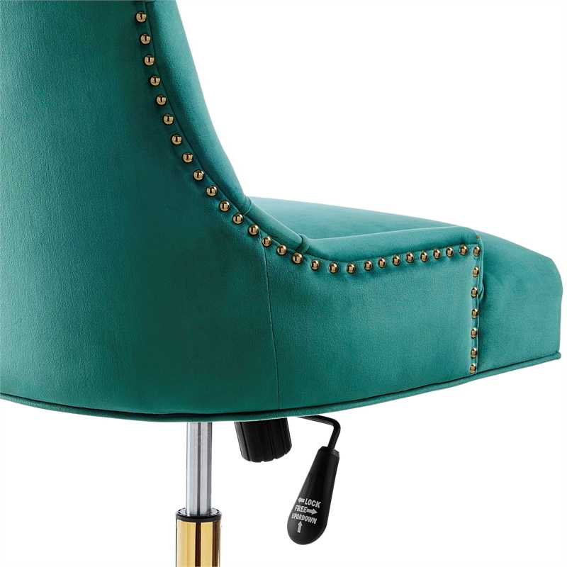 Modway Regent Modern Velvet Swivel Office Chair in Gold & Teal Green