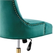 Modway Regent Modern Velvet Swivel Office Chair in Gold & Teal Green