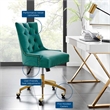 Modway Regent Modern Velvet Swivel Office Chair in Gold & Teal Green
