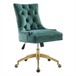 Modway Regent Modern Velvet Swivel Office Chair in Gold & Teal Green