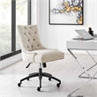 Modway Regent Tufted Back Modern Fabric Swivel Office Chair in Beige/Black