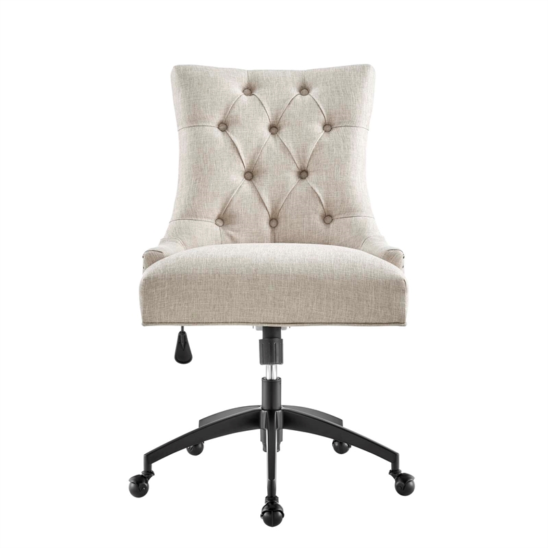 Modway Regent Tufted Back Modern Fabric Swivel Office Chair in Beige/Black