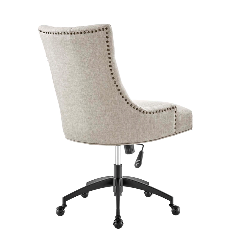 Modway Regent Tufted Back Modern Fabric Swivel Office Chair in Beige/Black