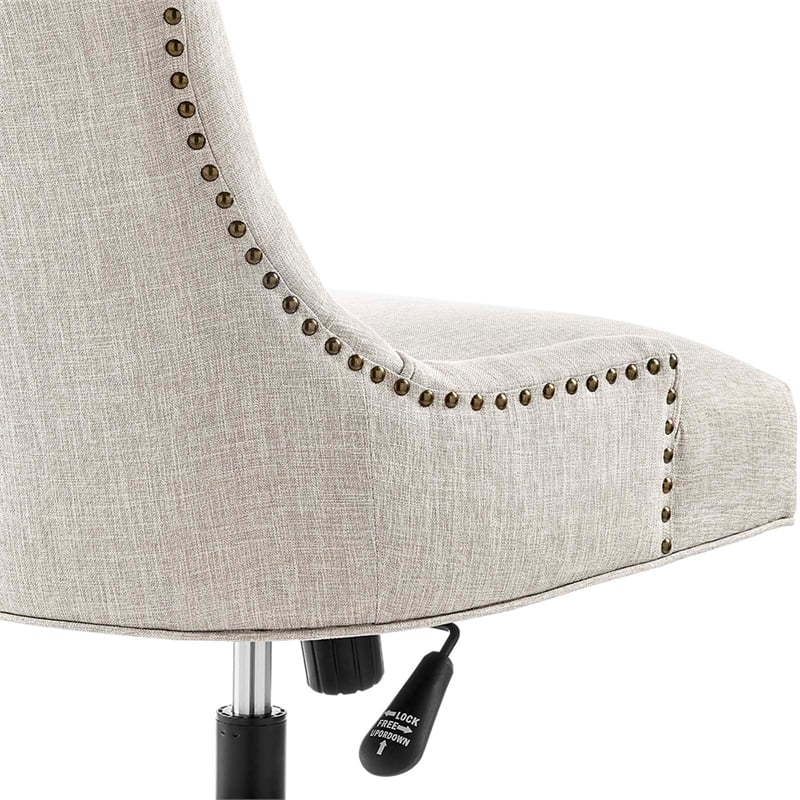 Modway Regent Tufted Back Modern Fabric Swivel Office Chair in Beige/Black