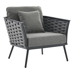 Modway Stance 15.5&quot Aluminum & Fabric Patio Armchair in Gray/Charcoal