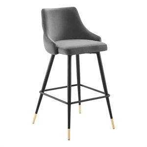 Modway Adorn 29.5&quot Modern Style Performance Velvet Bar Stool in Gray