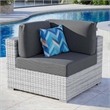 Modway Convene Modern Fabric Outdoor Patio Corner Chair in Light Gray/Charcoal