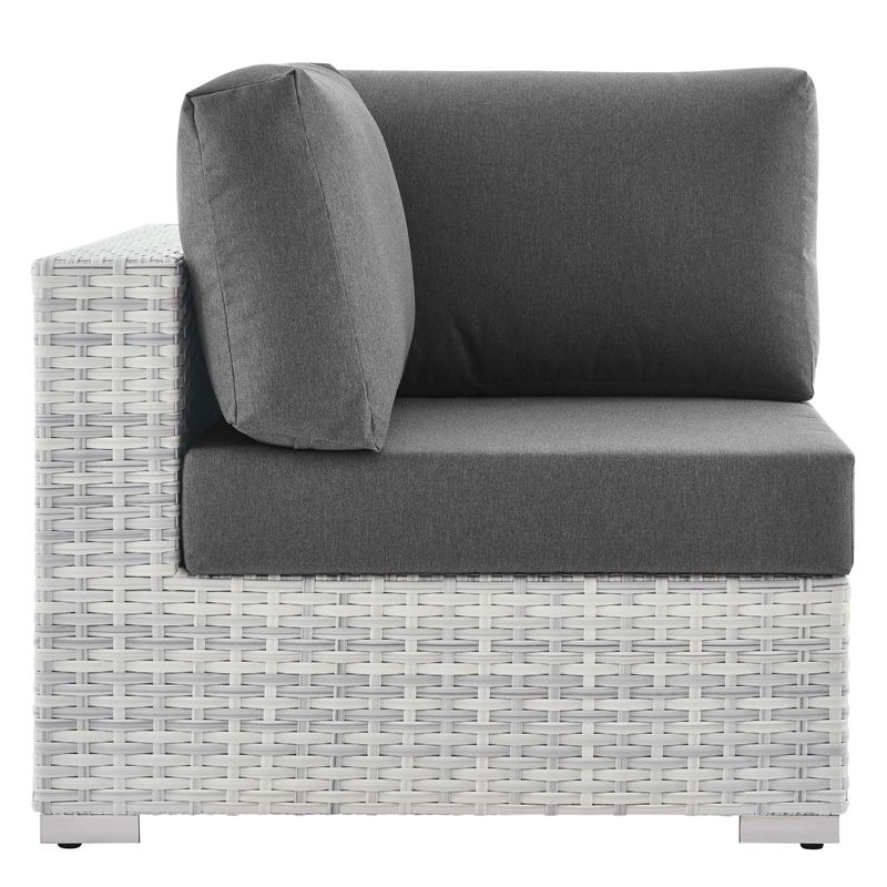 Modway Convene Modern Fabric Outdoor Patio Corner Chair in Light Gray/Charcoal