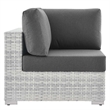 Modway Convene Modern Fabric Outdoor Patio Corner Chair in Light Gray/Charcoal