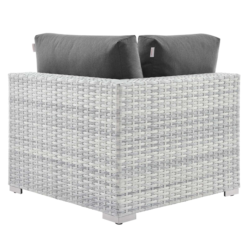Modway Convene Modern Fabric Outdoor Patio Corner Chair in Light Gray/Charcoal