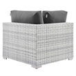 Modway Convene Modern Fabric Outdoor Patio Corner Chair in Light Gray/Charcoal