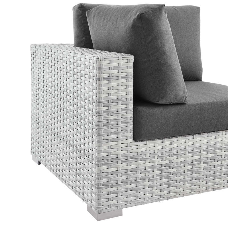 Modway Convene Modern Fabric Outdoor Patio Corner Chair in Light Gray/Charcoal