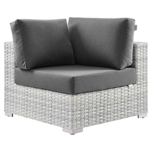 Modway Convene Modern Fabric Outdoor Patio Corner Chair in Light Gray/Charcoal